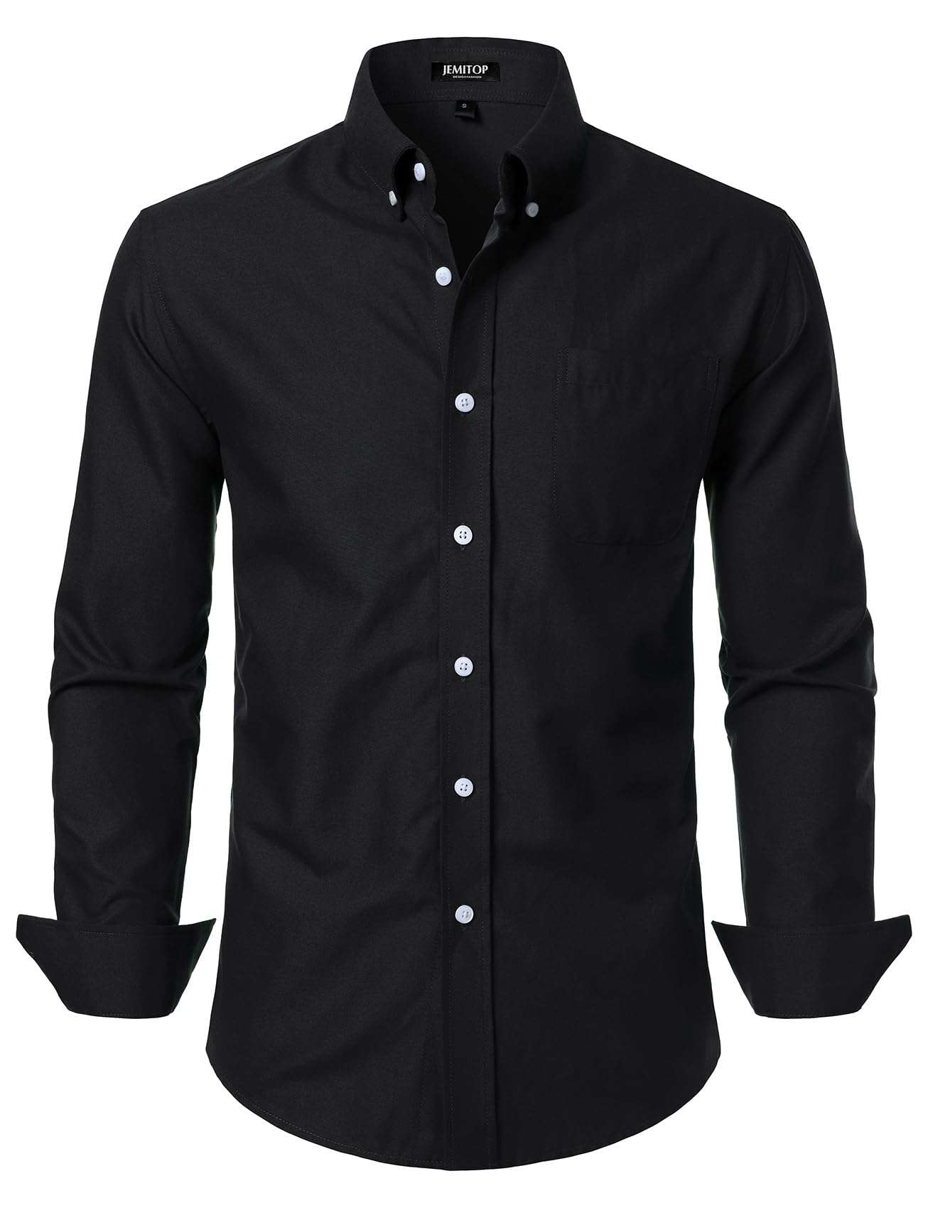 HOTJEMITOP Men's Classic Lightweight Oxford Button Down Collar Shirts Business Casual Long Sleeve Dress Shirt with Pocket
