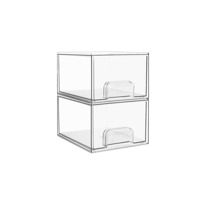 HOTVtopmart 4 Pack Small Clear Stackable Storage Drawers,Acrylic Bathroom Makeup Organizer,Plastic Storage Bins for Vanity, Undersink, Kitchen Cabinets, Pantry, Home Organization