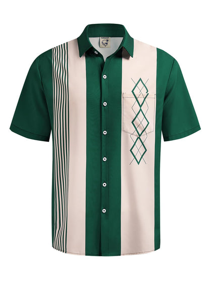 HOTHardaddy Men's Vintage Bowling Shirt Short Sleeve Button Down Hawaiian Summer Beach Printed Casual Shirts