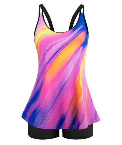 HOTArolina Tankini Swimsuits for Women Tummy Control Two Piece Bathing Suits Flowy Swim Tops with Boy Shorts