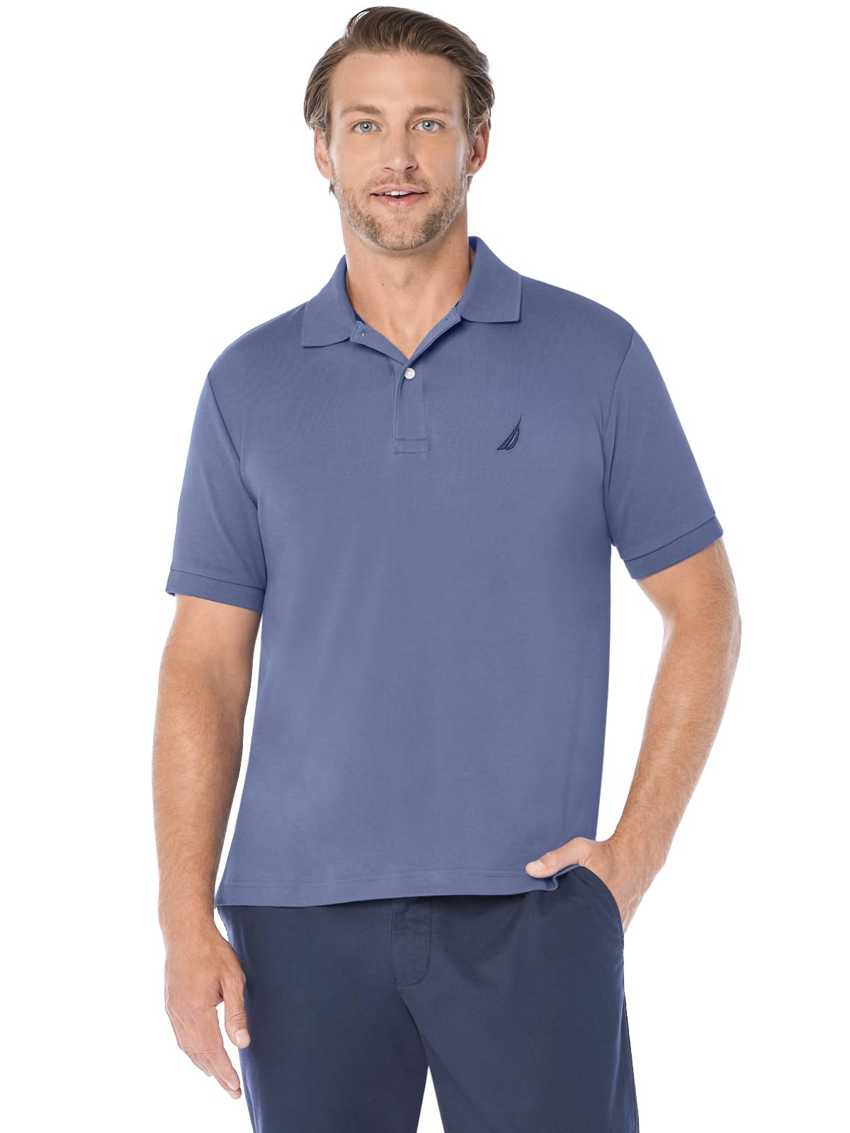 HOTNautica Men's Classic Fit Short Sleeve Dual Tipped Collar Polo Shirt