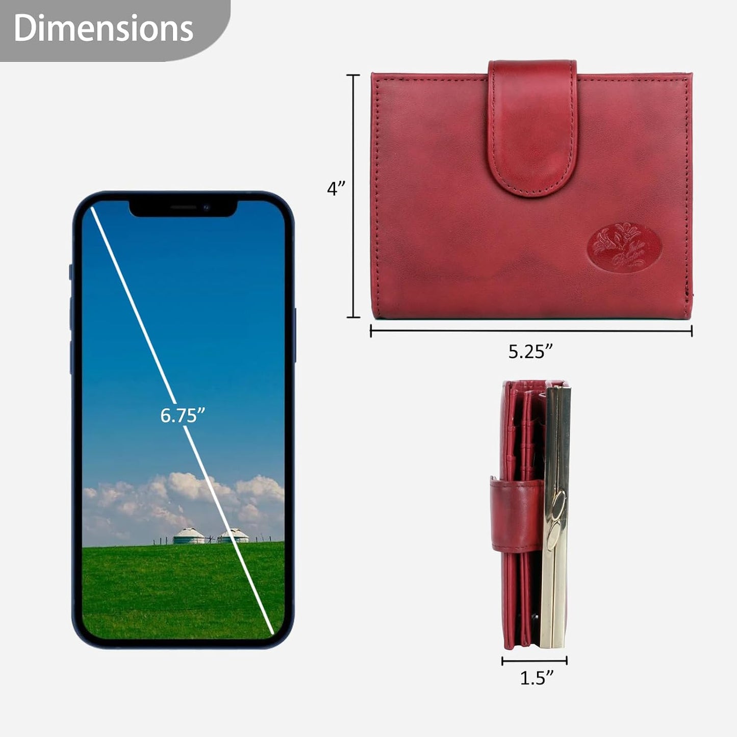 HOTJulia Buxton Heiress Women Genuine Leather RFID Wallet Red