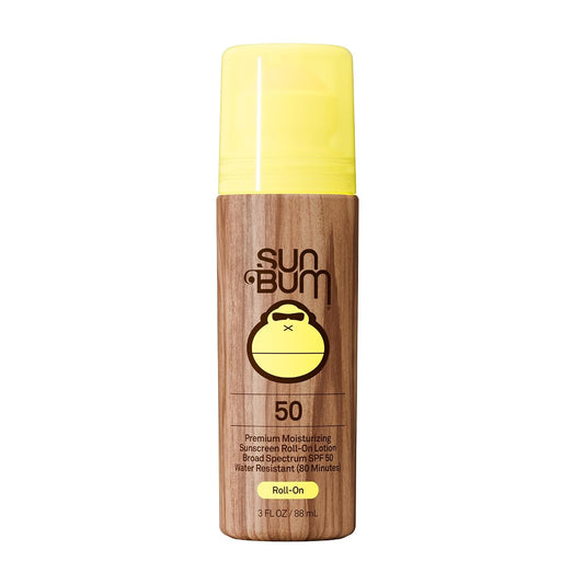 HOTSun Bum Original SPF 50 Roll-On Sunscreen Body Lotion - Broad Spectrum Moisturizing Sunscreen with Vitamin E - Hawaii 104 Act Compliant (Made without Octinoxate & Oxybenzone) - Travel Size - 3 oz