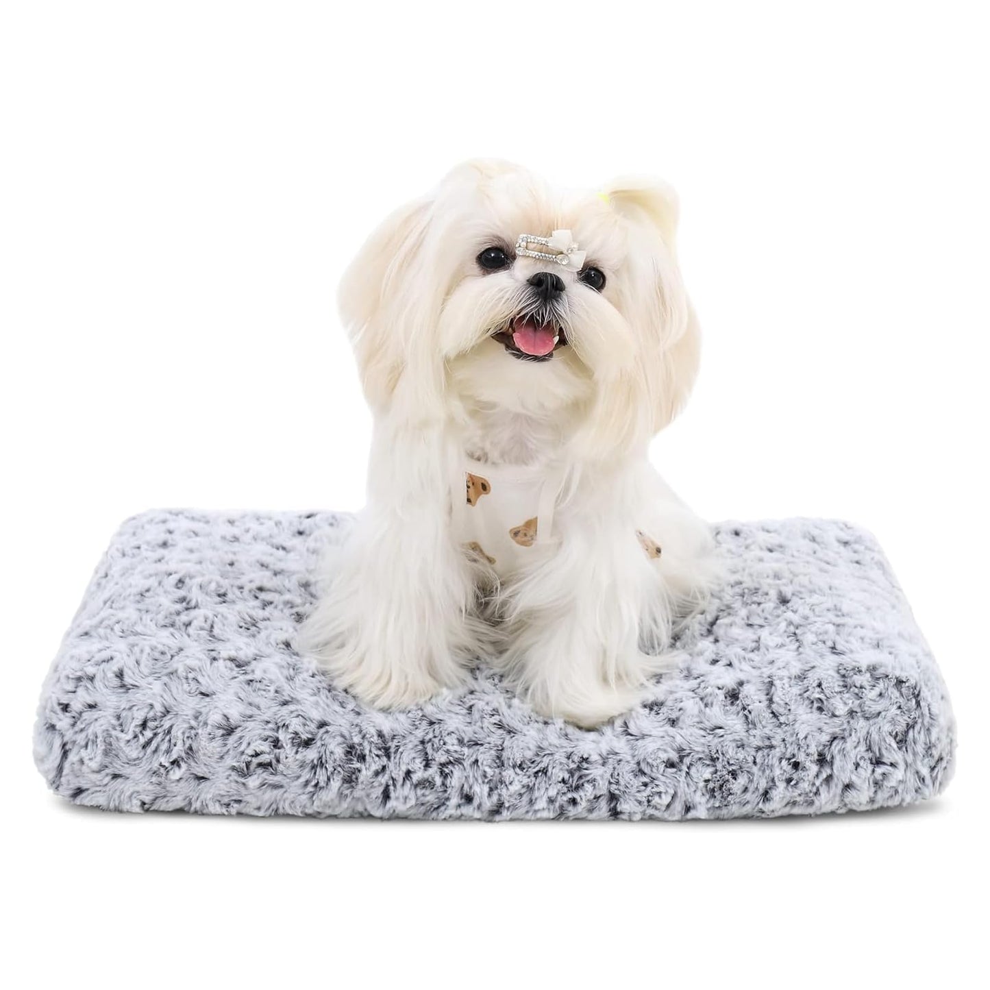 HOTKSIIA Washable Dog Bed Deluxe Plush Dog Crate Beds Comfy Kennel Pad Anti-Slip Pet Sleeping Mat for Large, Jumbo, Medium, Small Dogs Breeds, 35" x 23", Gray