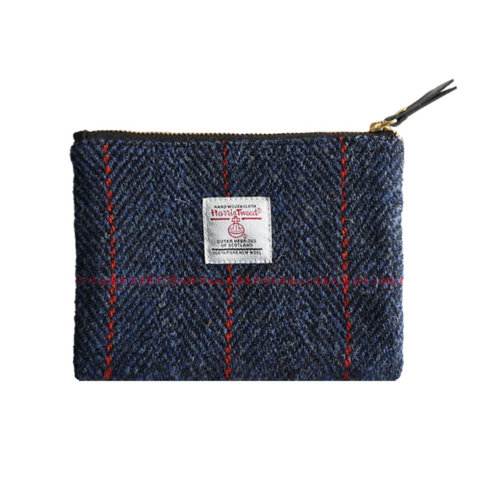 HOTHarris Tweed Coin Purse Handmade Lipstick Bag Vintage British Portable Credit Card ID Wallet with YKK Zipper for Women men (Mint Green, Large)