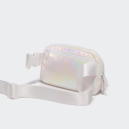 HOTPander Two Way Zipper Fanny Pack Nylon Everywhere Belt Bag for Women, Water Repellent Waist Packs, Crossbody Bags with Adjustable Strap(Iridescent).