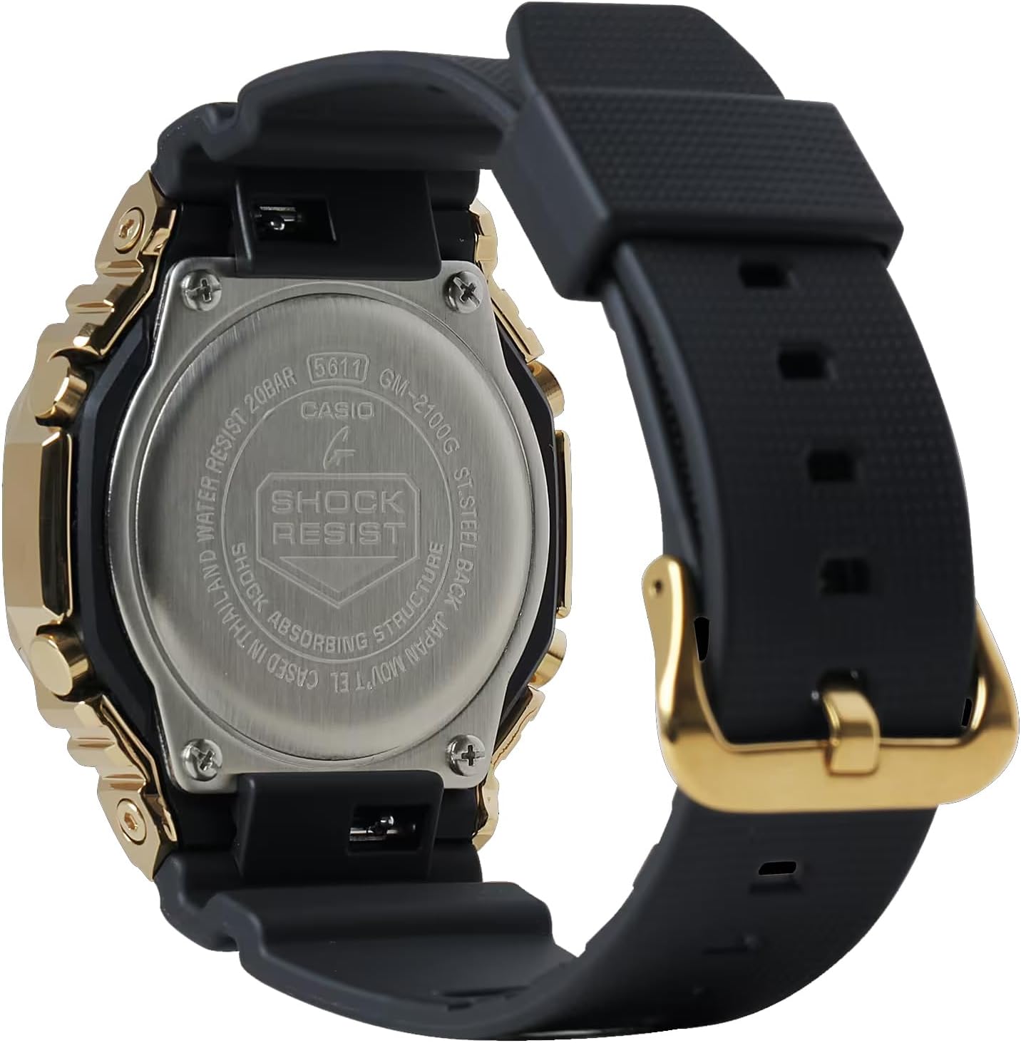 HOTG-Shock Casio Stay Gold Series Analog-Digital Metallic Gold and Black Resin Strap Watch | GM-2100G-1A9