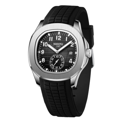 HOTNIBOSI Men's Analog Watch, Black Silicone Strap, Date Display | Unique Designer, Waterproof Fashion Casual Sports Classic Dress Quartz Wrist Watches for Men