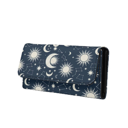 HOTNovelty Jeans Print Womens Wallets Leather Clutch, Vintage Denim Block Patch Design Long Wallet for Women Blue Credit Card Holder with Coin Purse ID Window