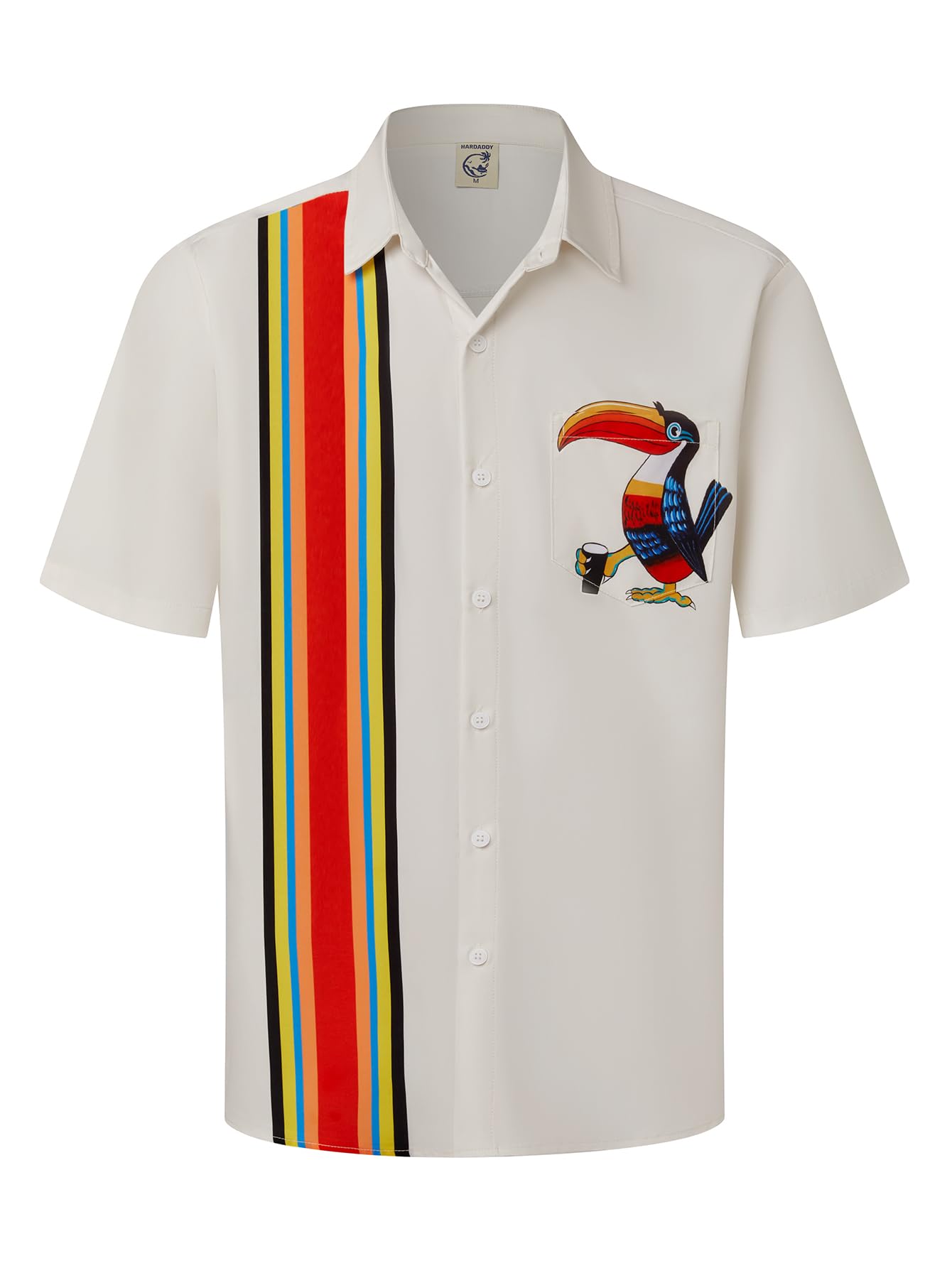 HOTHardaddy Men's Vintage Bowling Shirt Short Sleeve Button Down Hawaiian Summer Beach Printed Casual Shirts