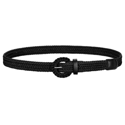 HOTJASGOOD Women's Straw Braided Woven Boho Belt - Skinny Raffia Waist Strap for Summer Dresses & Jeans(Width:0.9")