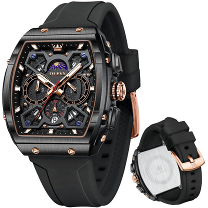 HOTOLEVS Mens Watches Stylish Chronograph Waterproof Luminous Silicon Strap Multifunction Watches for Men Business Men Wrist Watch