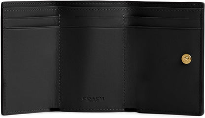 HOTCOACH Polished Pebble Leather Essential Mini Trifold Wallet Black One Size
