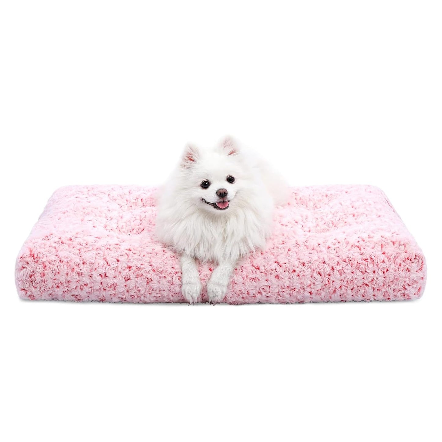 HOTKSIIA Washable Dog Bed Deluxe Plush Dog Crate Beds Comfy Kennel Pad Anti-Slip Pet Sleeping Mat for Large, Jumbo, Medium, Small Dogs Breeds, 35" x 23", Gray
