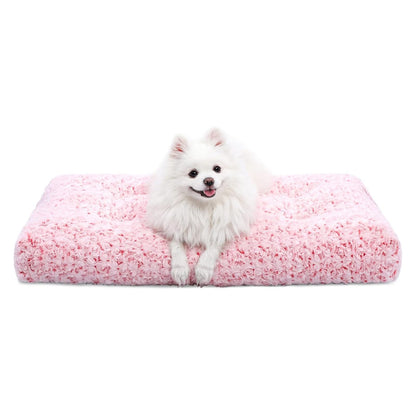 HOTKSIIA Washable Dog Bed Deluxe Plush Dog Crate Beds Comfy Kennel Pad Anti-Slip Pet Sleeping Mat for Large, Jumbo, Medium, Small Dogs Breeds, 35" x 23", Gray
