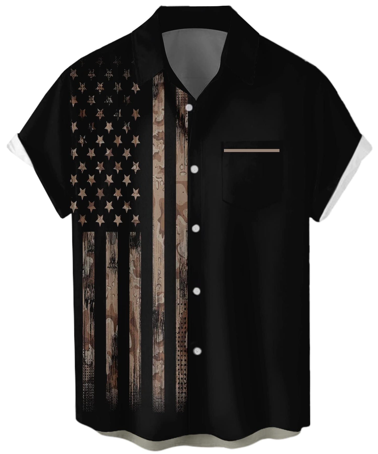 HOTWHO IN SHOP Men's 4th of July American Flag Patriotic Shirts Short Sleeve Button Up USA Memorial Day Shirts