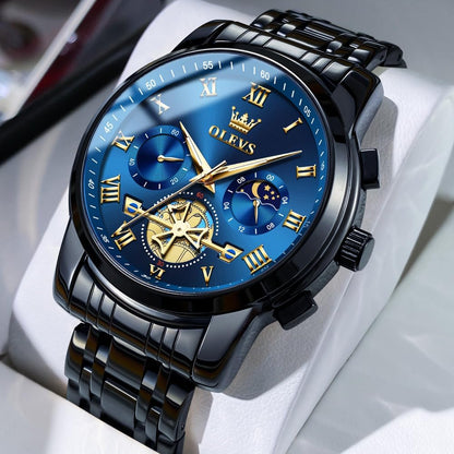 HOTOLEVS Watches Men Waterproof Luxury Big Face Mens Watch Stainless Steel Quartz Analog Dress Watches for Men Luminous Multifunction Man Watch Relojes De Hombre