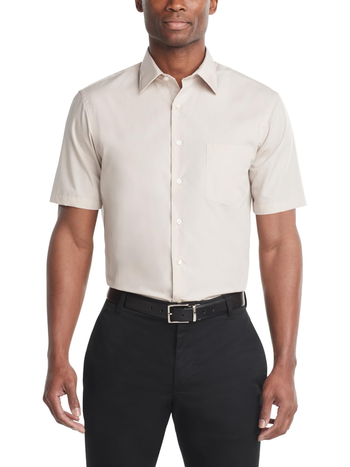 HOTVan Heusen Men's Short Sleeve Dress Shirt Regular Fit Poplin Solid