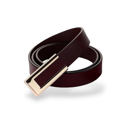 HOTWomen's Belt Genuine Leather Belts Durable Waist Belt Gold Color Buckle Waistband For Pants, Jeans, Width 0.80"