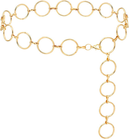 HOTLIMHOO Metal Waist Chain for Women Chunky Belly Link Chain Belt for Dresses
