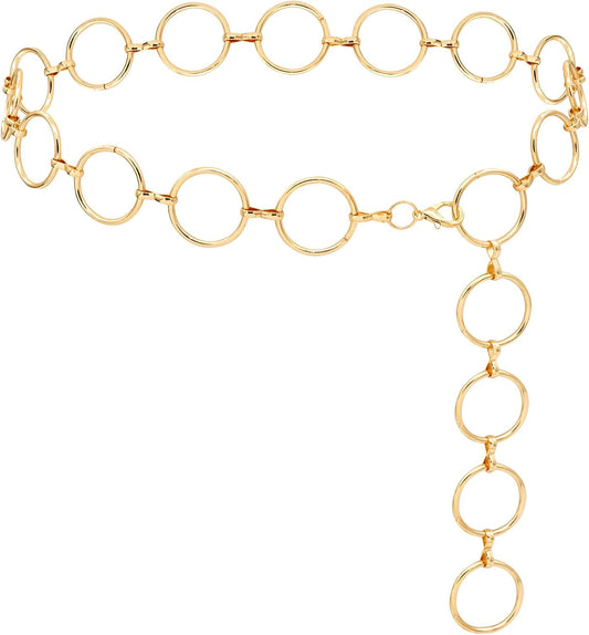 HOTLIMHOO Metal Waist Chain for Women Chunky Belly Link Chain Belt for Dresses