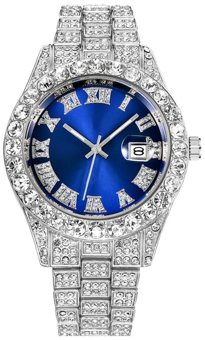 HOTHip Hop Watches for Men Iced-Out Bling Diamond Luxury Quartz Watches with Date