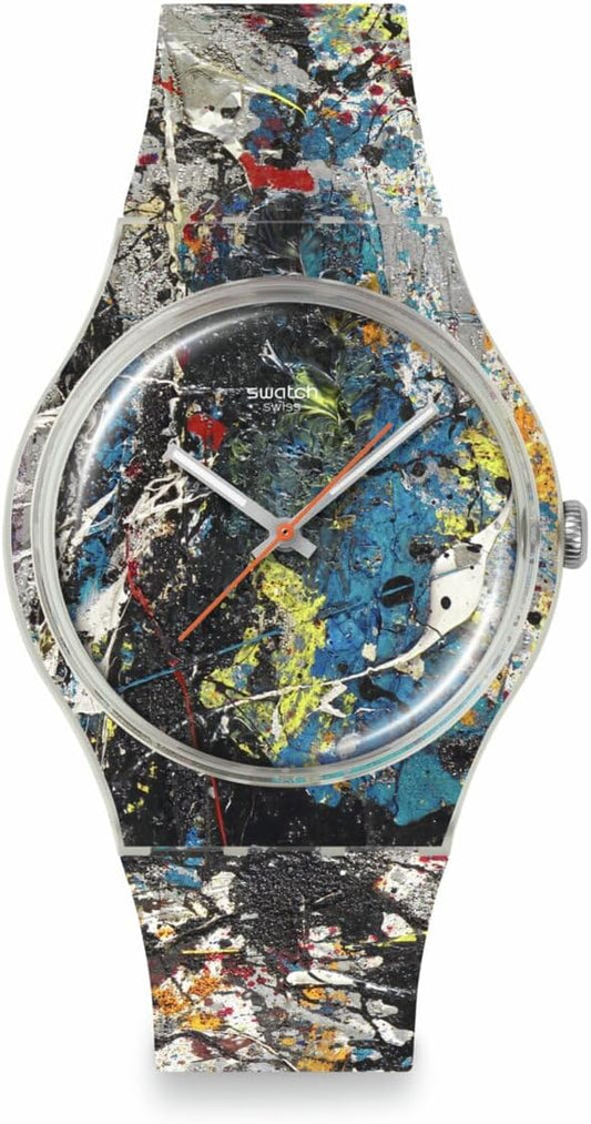 HOTSwatch New Gent Unisex Casual Watch Polymer Transparent Quartz Water Resistant POLLOCK'S Alchemy