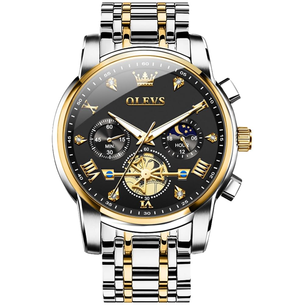 HOTOLEVS Watch Men Waterproof Stainless Steel Quartz Chronograph Analog Watch