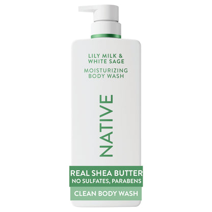 HOTNative Moisturizing Body Wash, Clean & Gentle 24-Hour Hydration with Shea Butter, for Sensitive and Dry Skin, for Women & Men, Sulfate-free, Paraben-free, Cocoa Butter & Vanilla, 22 fl oz