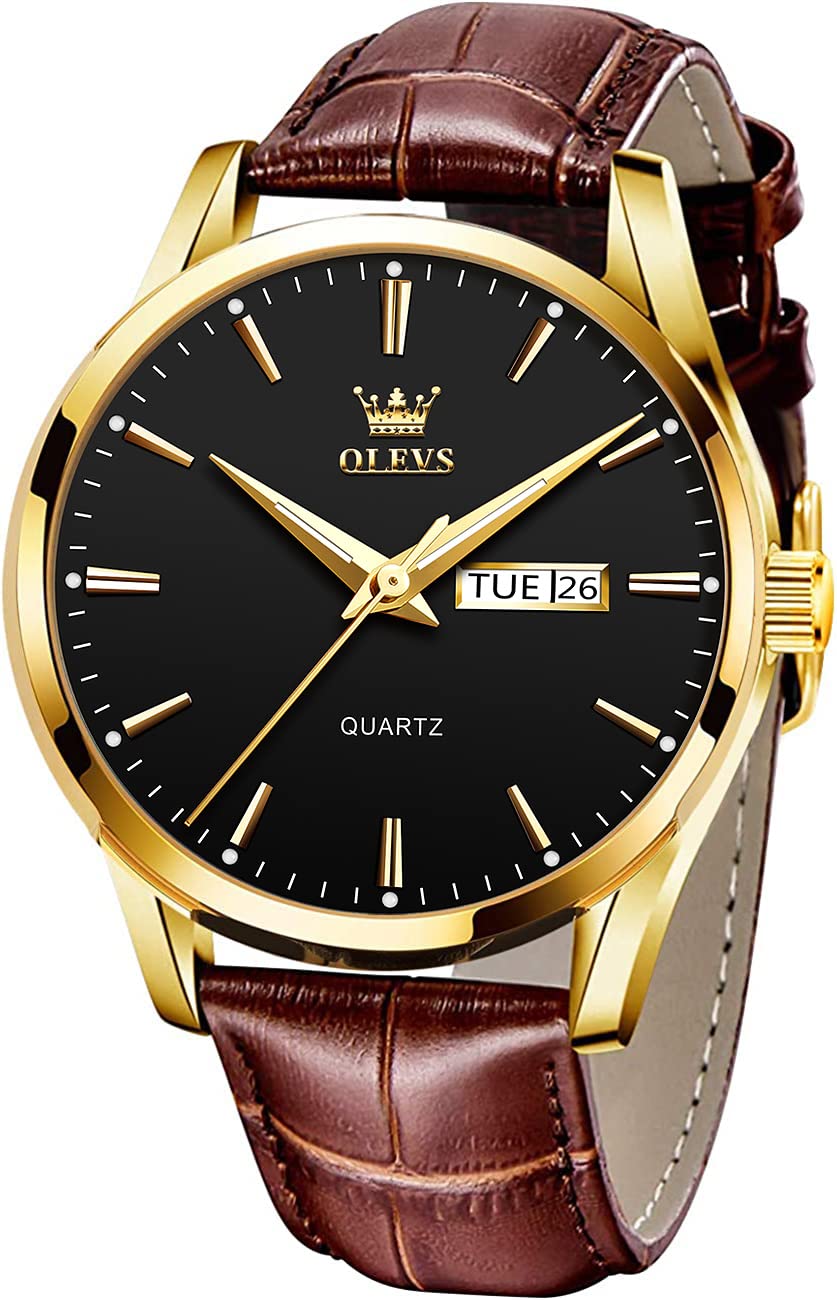 HOTOLEVS Men Leather Watches Black Ultra Thin 6.5mm Minimalist Dress Fashion Simple Casual Waterproof Date Watch for Men