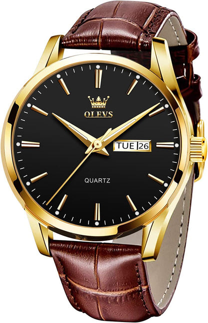 HOTOLEVS Men Leather Watches Black Ultra Thin 6.5mm Minimalist Dress Fashion Simple Casual Waterproof Date Watch for Men