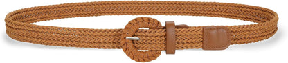 HOTVONMELLI Braided Woven Belt for Women, Rattan Thin Belt Fashion Waist Belts for Summer Dress Jeans