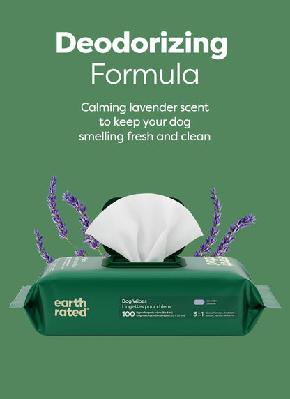 HOTearth rated Dog Wipes, Hypoallergenic, Cleaning and Hydrating, for Grooming Paws, Body and Butt, Lavender Scented, 400 Count