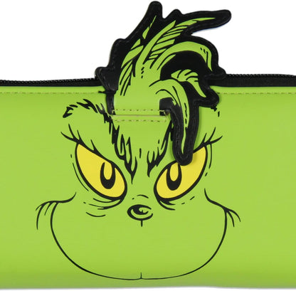 HOTBioworld Dr. Seuss How The Grinch Stole Christmas 3D Character Faux Leather Zip Closure Wallet