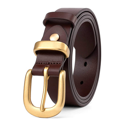 HOTWomens Belts for Jeans 1.1" Width Ladies Belts for Dresses Full Grain Leather Gold Buckle Belt Gift Box