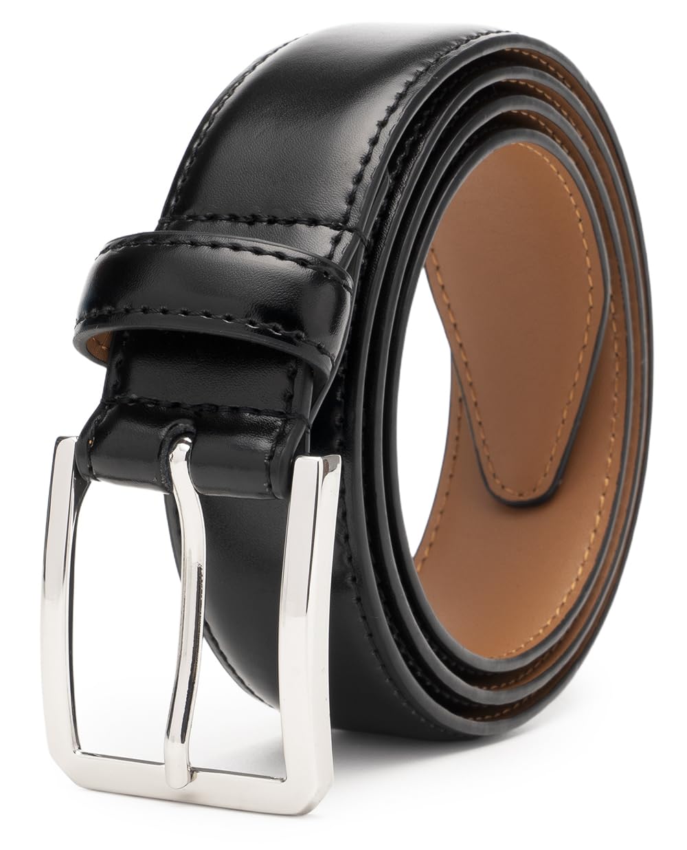HOTFabio Valenti Genuine Leather Dress Belts For Men - Mens Belt For Suits, Jeans, Uniform With Single Prong Buckle