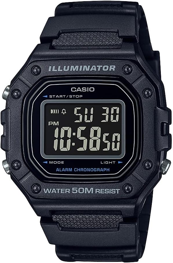 HOTCasio W218H Series | Men’s Digital Watch | 50M WR | 1/100 Second Stopwatch | 100 SEC Chronograph | LED Backlight | Countdown Timer | Daily Alarm | Hourly Time Signal | 7 Year Battery