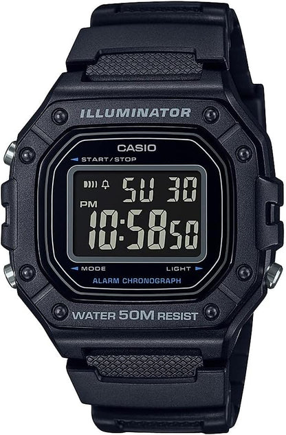 HOTCasio W218H Series | Men’s Digital Watch | 50M WR | 1/100 Second Stopwatch | 100 SEC Chronograph | LED Backlight | Countdown Timer | Daily Alarm | Hourly Time Signal | 7 Year Battery