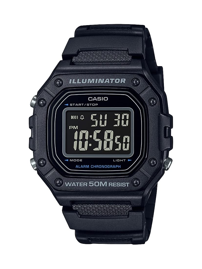 HOTCasio W218H Series | Men’s Digital Watch | 50M WR | 1/100 Second Stopwatch | 100 SEC Chronograph | LED Backlight | Countdown Timer | Daily Alarm | Hourly Time Signal | 7 Year Battery
