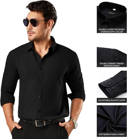 HOTDress Shirts for Men Big and Tall(XL Big-6XL Big Tall) Button Down Long Sleeve Business Casual Collared Shirt
