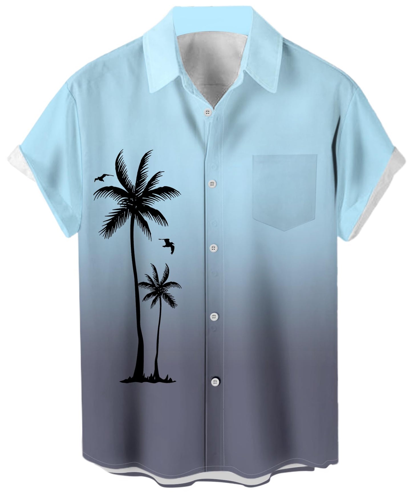 HOTMen's Short Sleeve Button Up Hawaiian Shirt 1950s Vintage Bowling Shirts