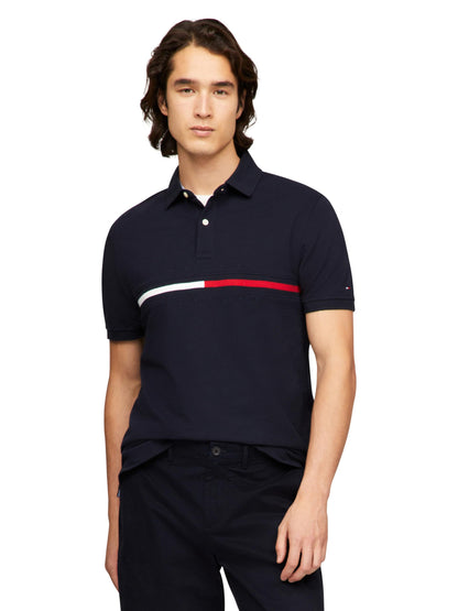 HOTTommy Hilfiger Men's Short Sleeve Cotton Pique Flag Graphic Polo Shirt in Custom Fit