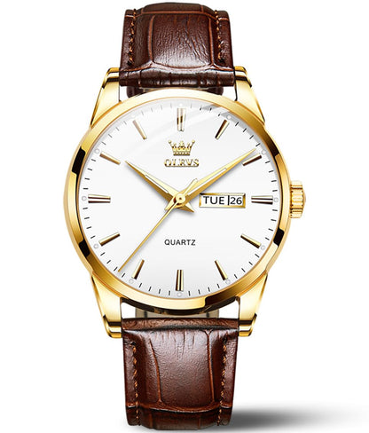 HOTOLEVS Leather Watches for Men Casual Easy to Read Quartz Number Waterproof