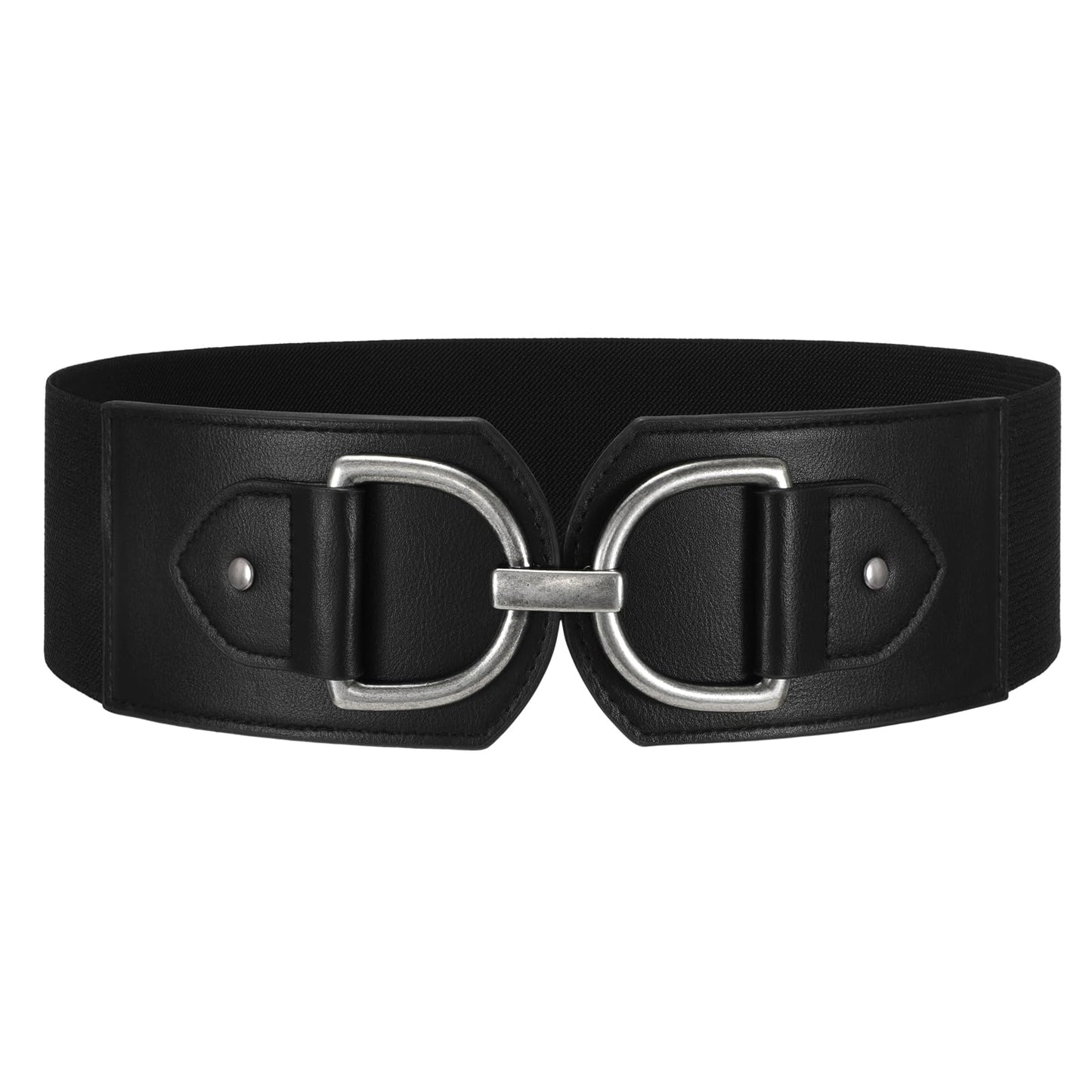 HOTWERFORU Women Elastic Wide Waist Belts for Dresses Fashion Wide Stretchy Belts for Women Big Gold Buckle Thick Dress Belt