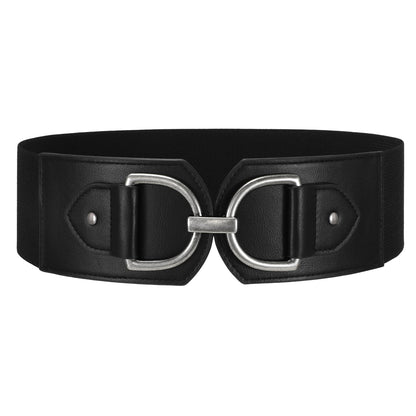 HOTWERFORU Women Elastic Wide Waist Belts for Dresses Fashion Wide Stretchy Belts for Women Big Gold Buckle Thick Dress Belt