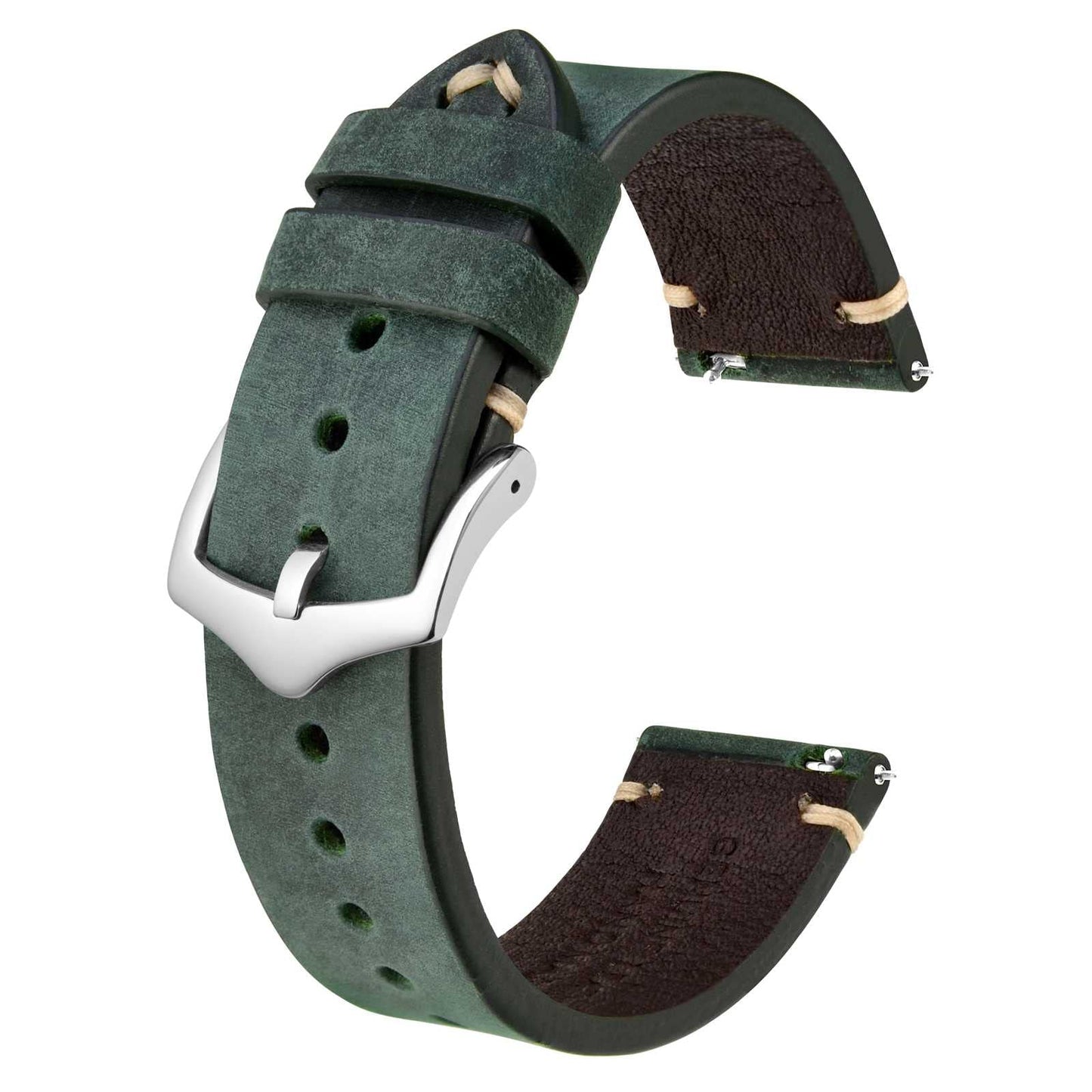 HOTBISONSTRAP Men's Watch Bands, Hand-Stitched Leather Watch Straps, Quick Release, 18mm 19mm 20mm 21mm 22mm