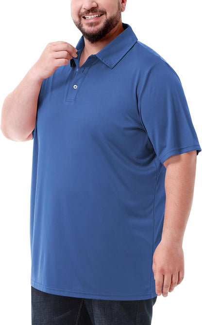 HOTIdtswch Men's Big and Tall Polo Shirts UPF 50+ Casual Work Quick Dry Short Sleeve Collared Golf Shirt（XL-8XL）