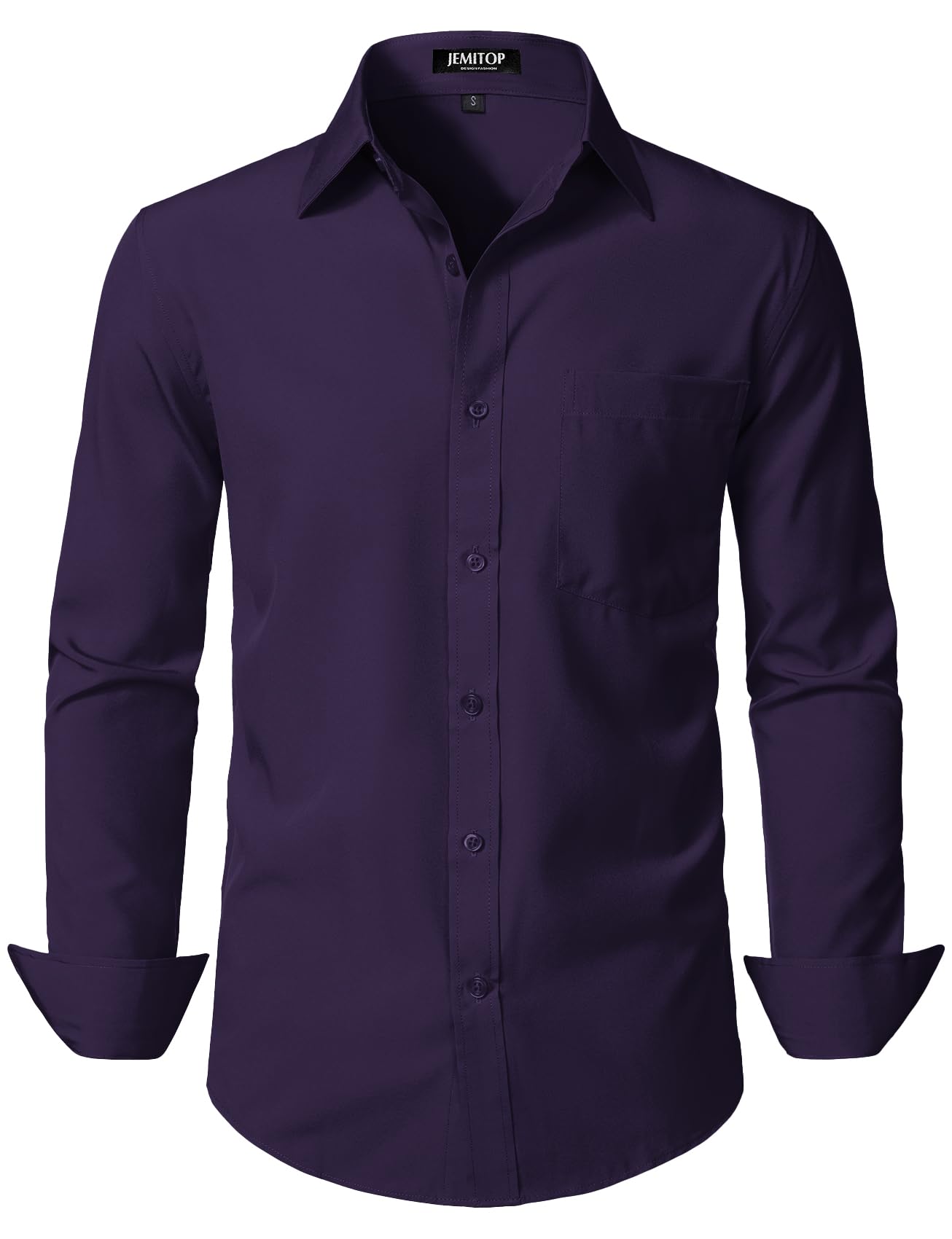 HOTJEMITOP Men Stretch Business Casual Dress Shirts | Regular Fit, Formal, Long Sleeve, Button Down, Tuxedo, Wedding, Prom, with Pocket