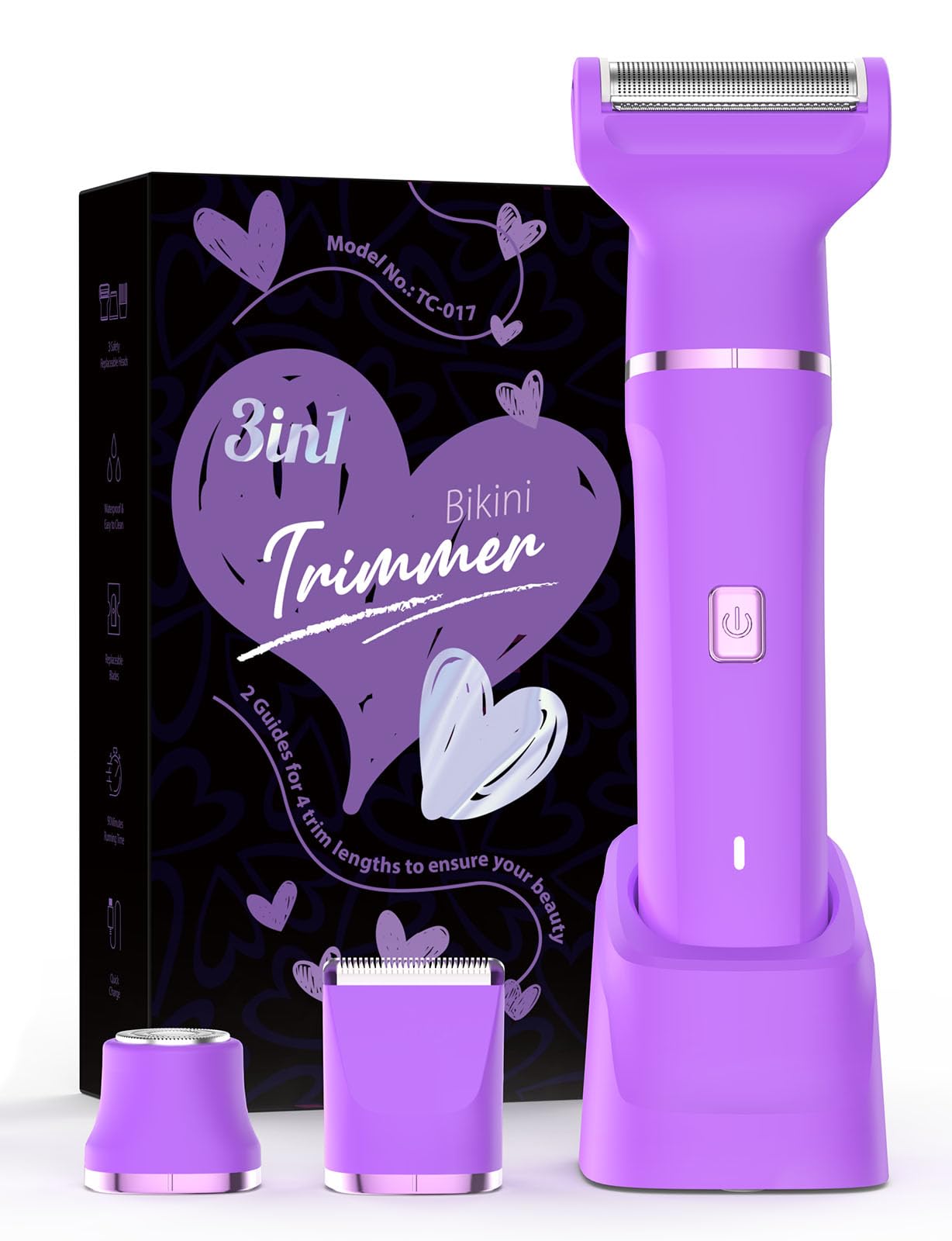 HOTRisina Bikini Trimmer for Women - Painless Electric Razors for Silk Skin,Cordless Body Shaver with Ceramic Blade, Replaceable Lady Razor, IPX7 Waterproof & Easy Cleaning, Birthday Gifts for Women