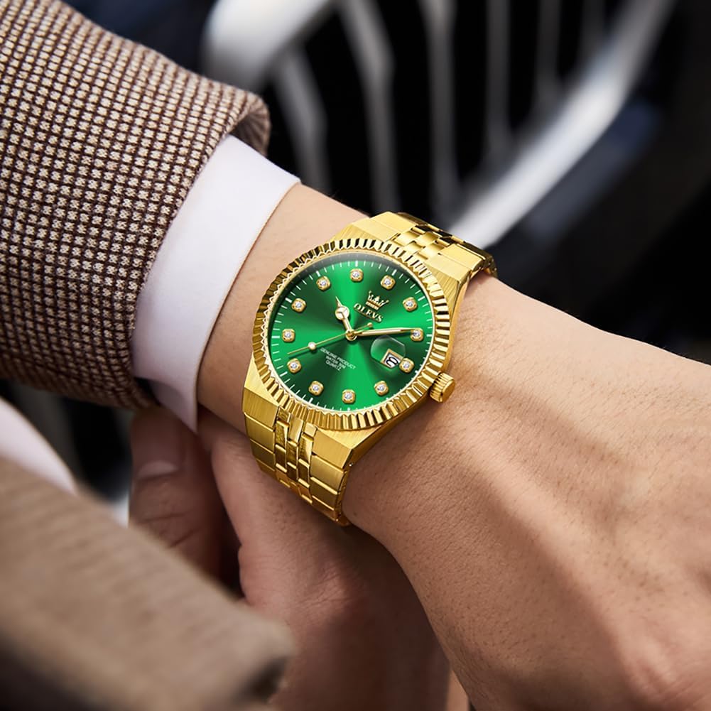 HOTOLEVS Mens Watches Luxury Diamond Calendar Stainless Steel Male Watches Business Dress Waterproof Luminous Fashion Watch for Men